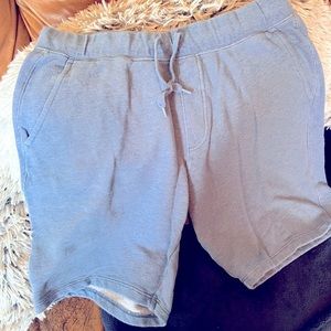 Uniqlo, Blue drawstring-waist shorts with pockets in front and one in back.